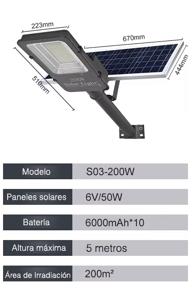 ALUMBRADO LED 200W SOLAR