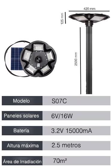 FAROL SOLAR LED 360º S07C